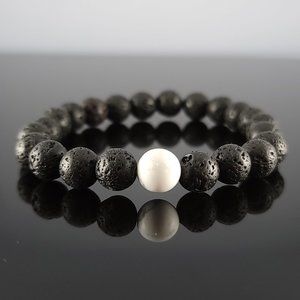 Lava Rock Howlite Gem Stone Bead Bracelet Healing
